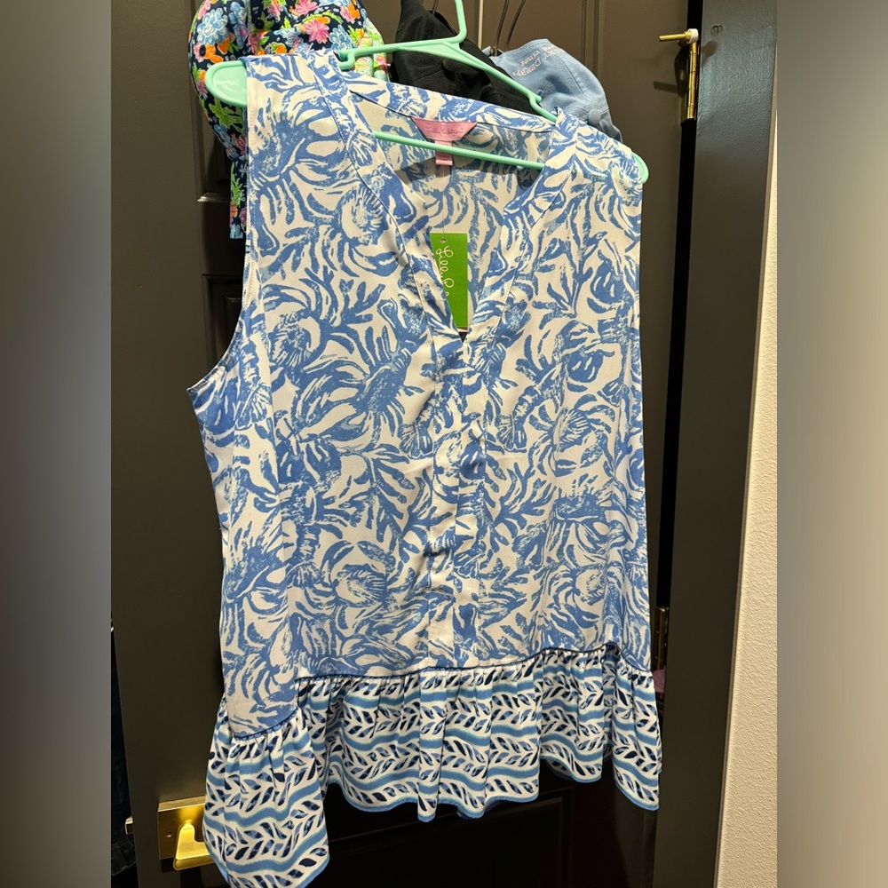 Lilly Pulitzer Blue and White Sleeveless Top worn once